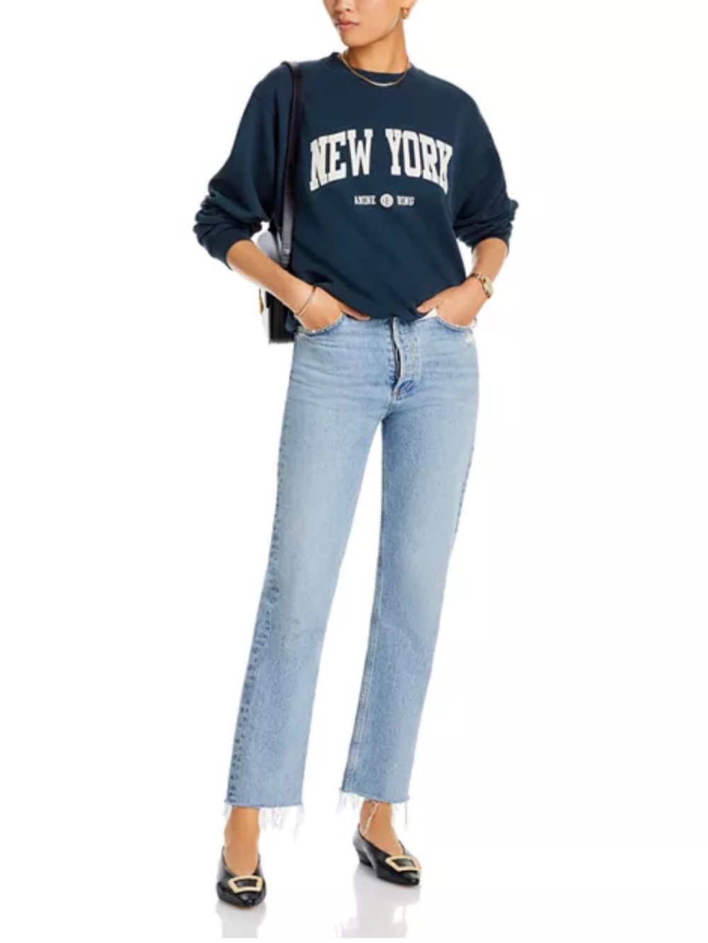 Anine Bing Sweatshirt Ramona University Crewneck New York in Dark Teal